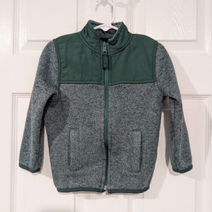 The Children's Place Toddler Boy Green Sweater Fleece Trail Jacket in Size 3T